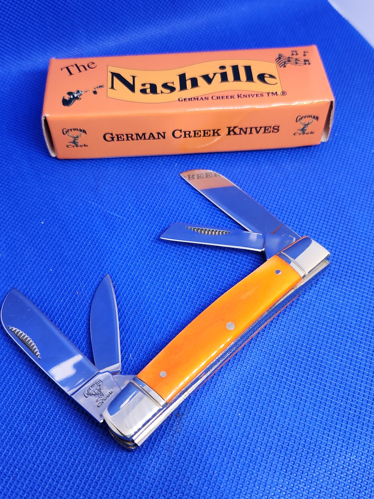 The Nashville - 4 Blade Congress 3.5" - Tennessee Orange Bone Handle - EM2567011ORBN