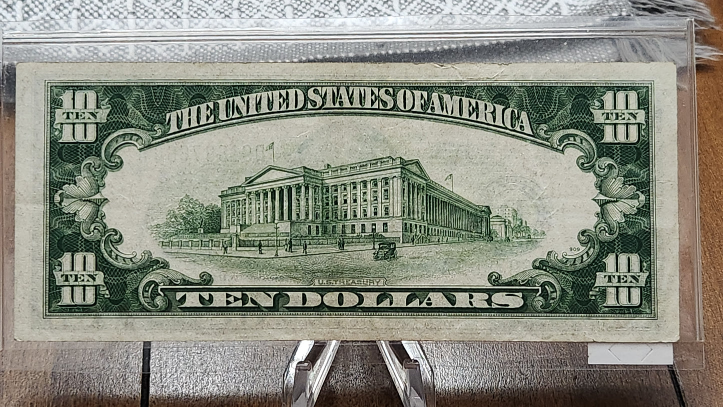 1934 A $10 Federal Reserve Note Great Condition Crisp