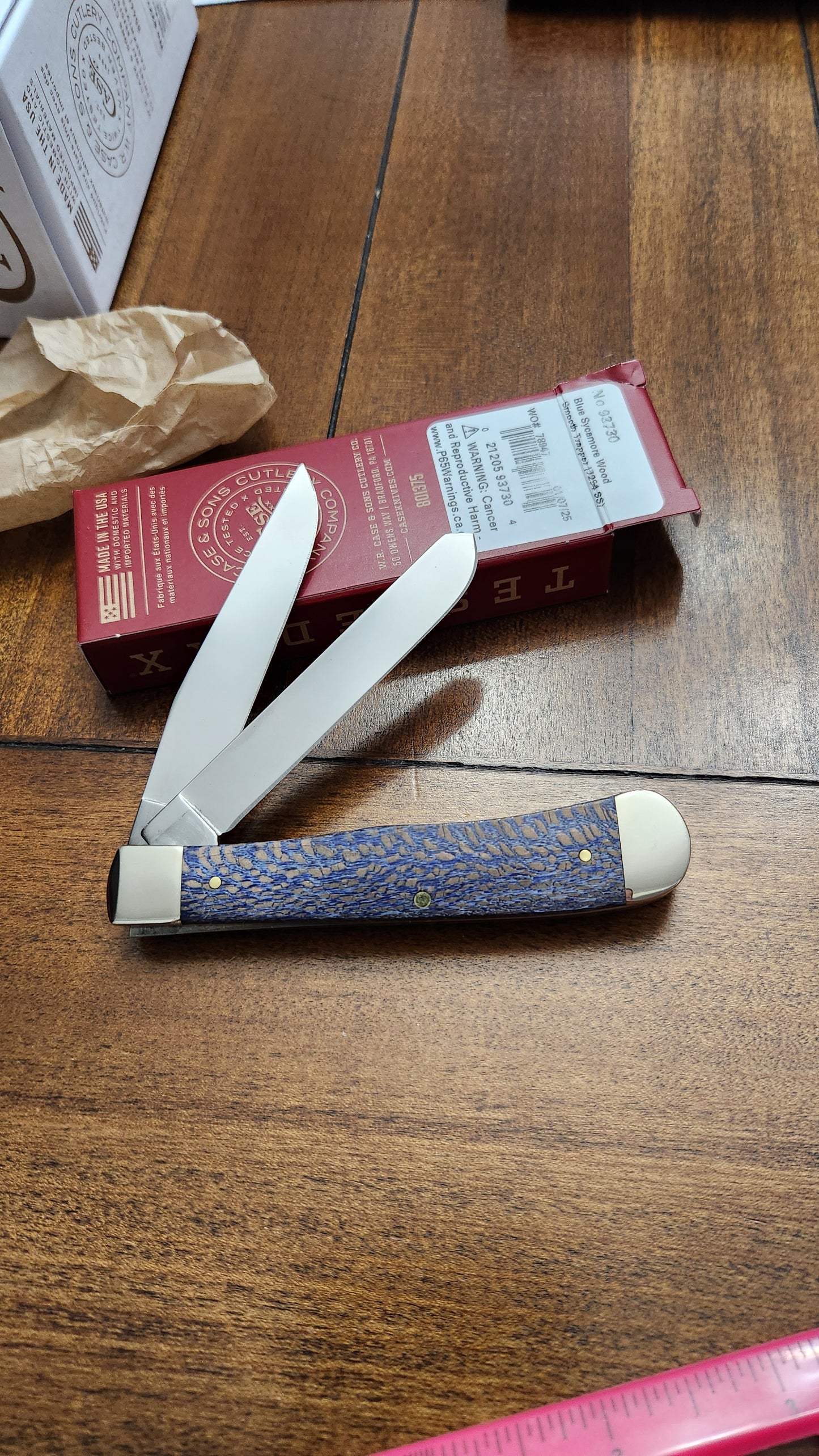 Case XX 7254 Blue Sycamore Wood Trapper 93730 First Production Run