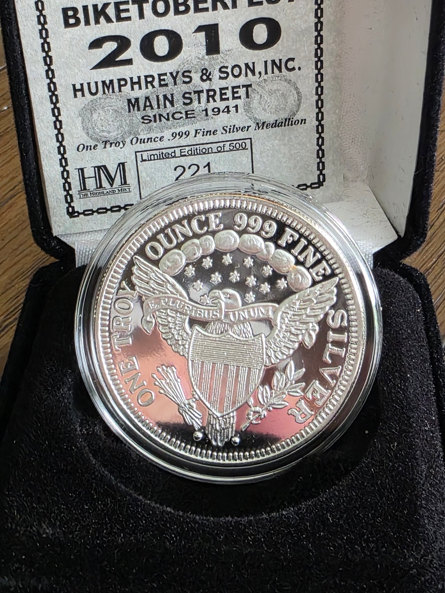 2007 Biketoberfest Humphreys & Son 1oz silver medallion 1 of 500