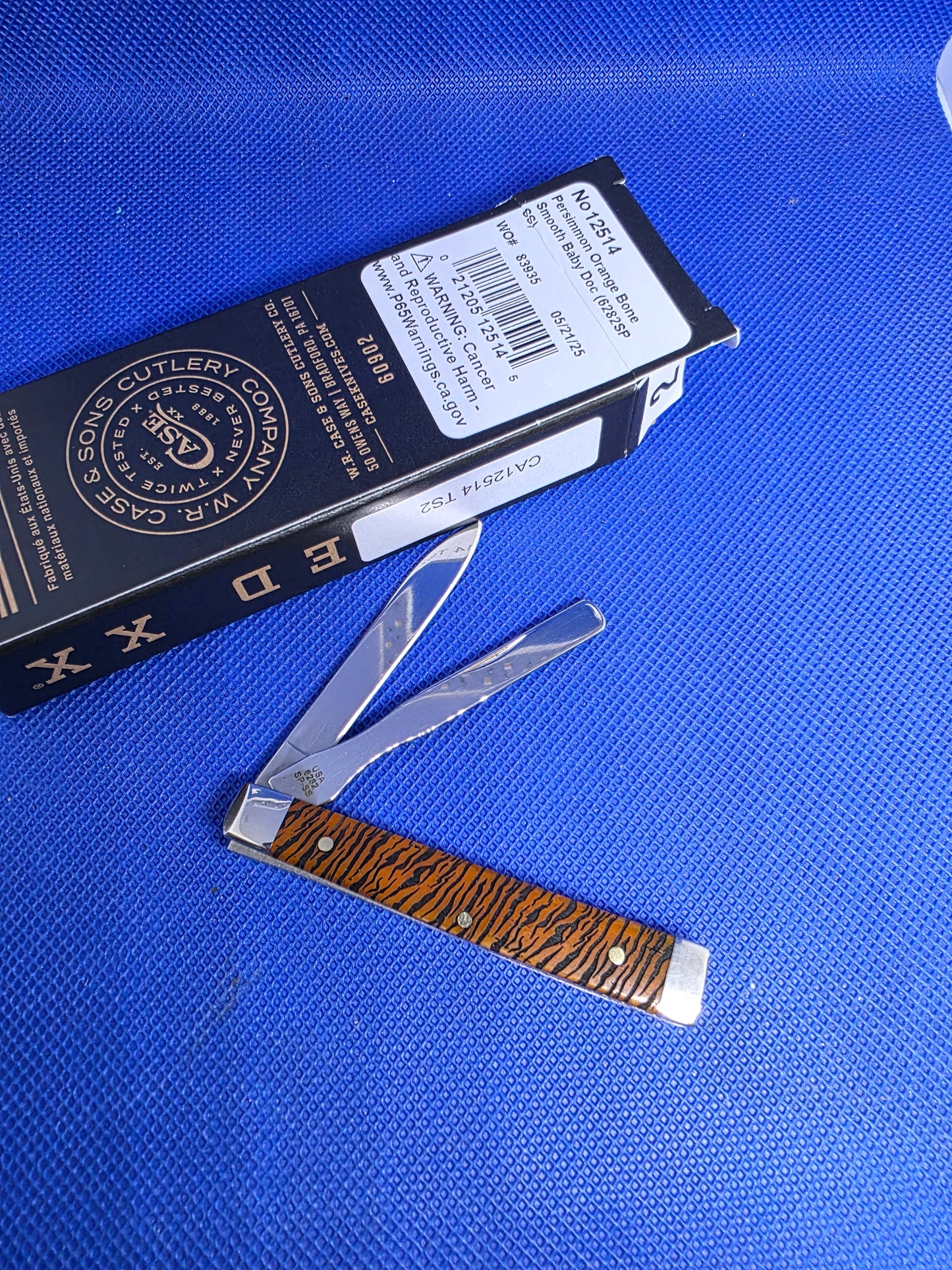 2025 Case XX Persimmon Orange Tiger Stripe 2 Baby Doc CA12514TS2