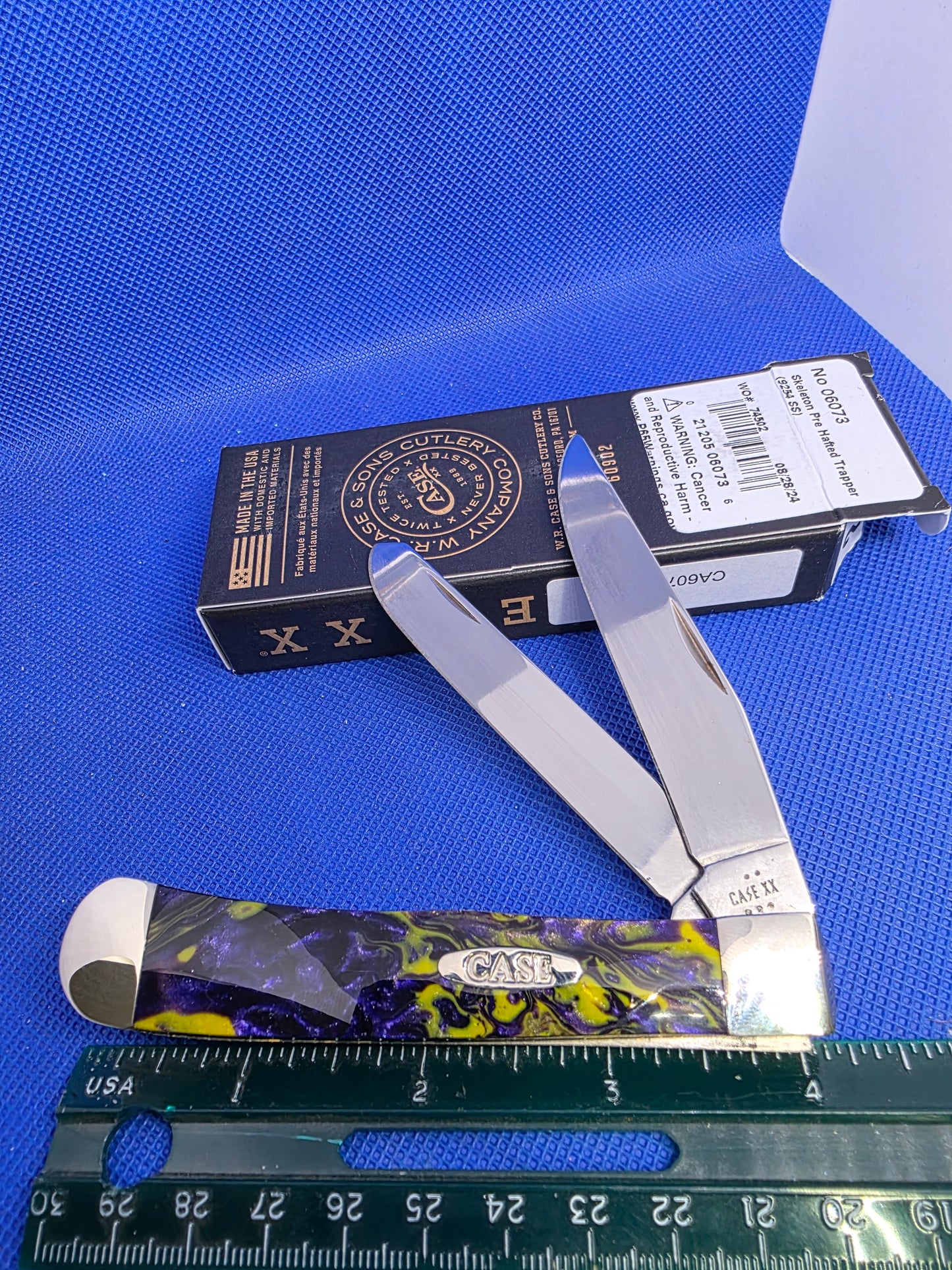 Case XX Corelon Trapper with Yellow Purple Handles - 6073-YP