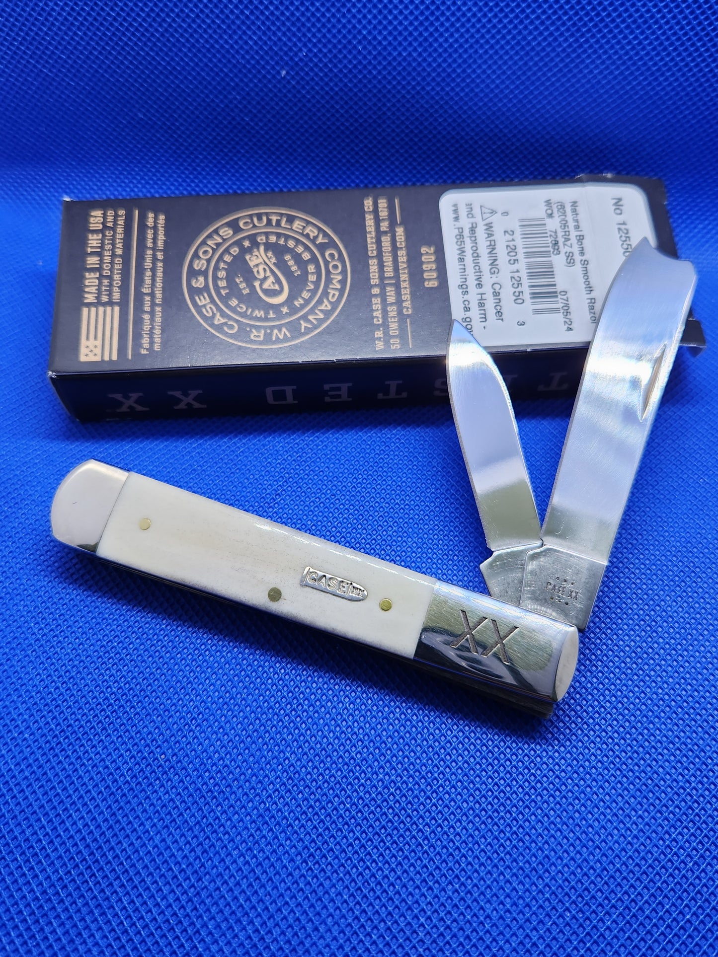 2024 Case XX Smooth Natural Bone Razor Pocket Knife With Bullet Shield 12550 SFO 62005RAZ