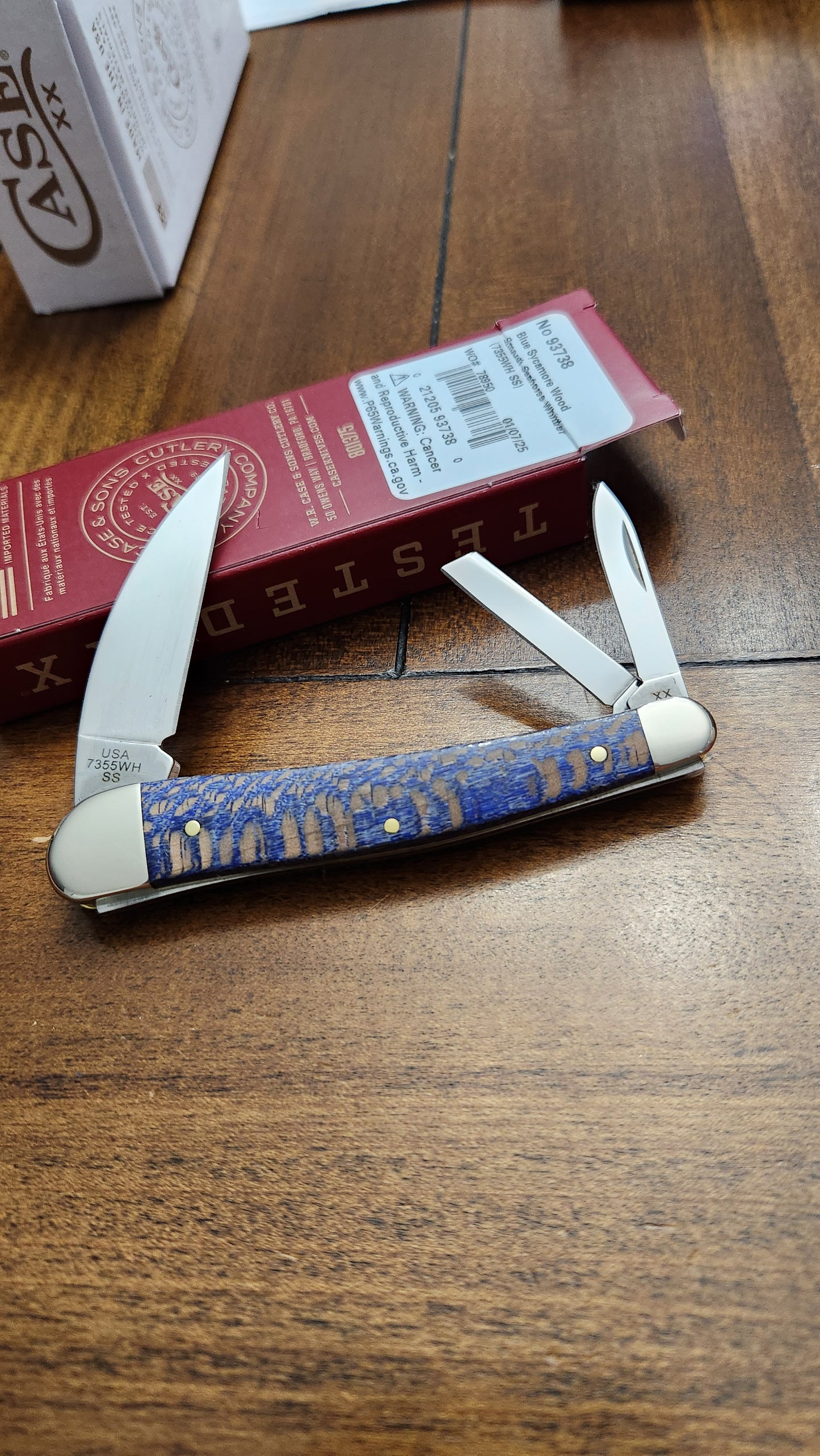 Case XX 7355wh Blue Sycamore Wood Seahorse Whittler 93738 First Production Run