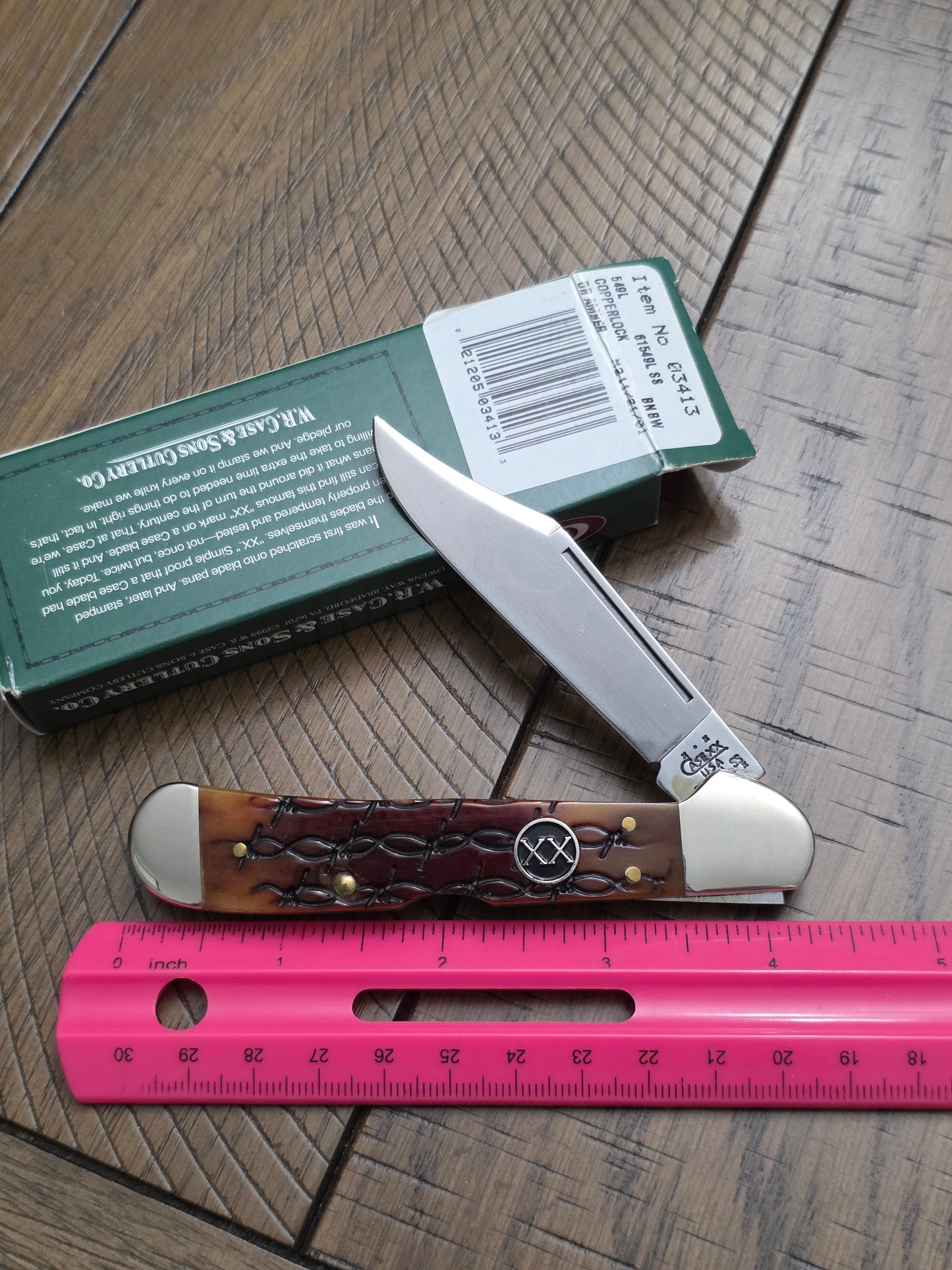 2002 Case XX Dark Amber Copperlock Barbwire Jig - 03413