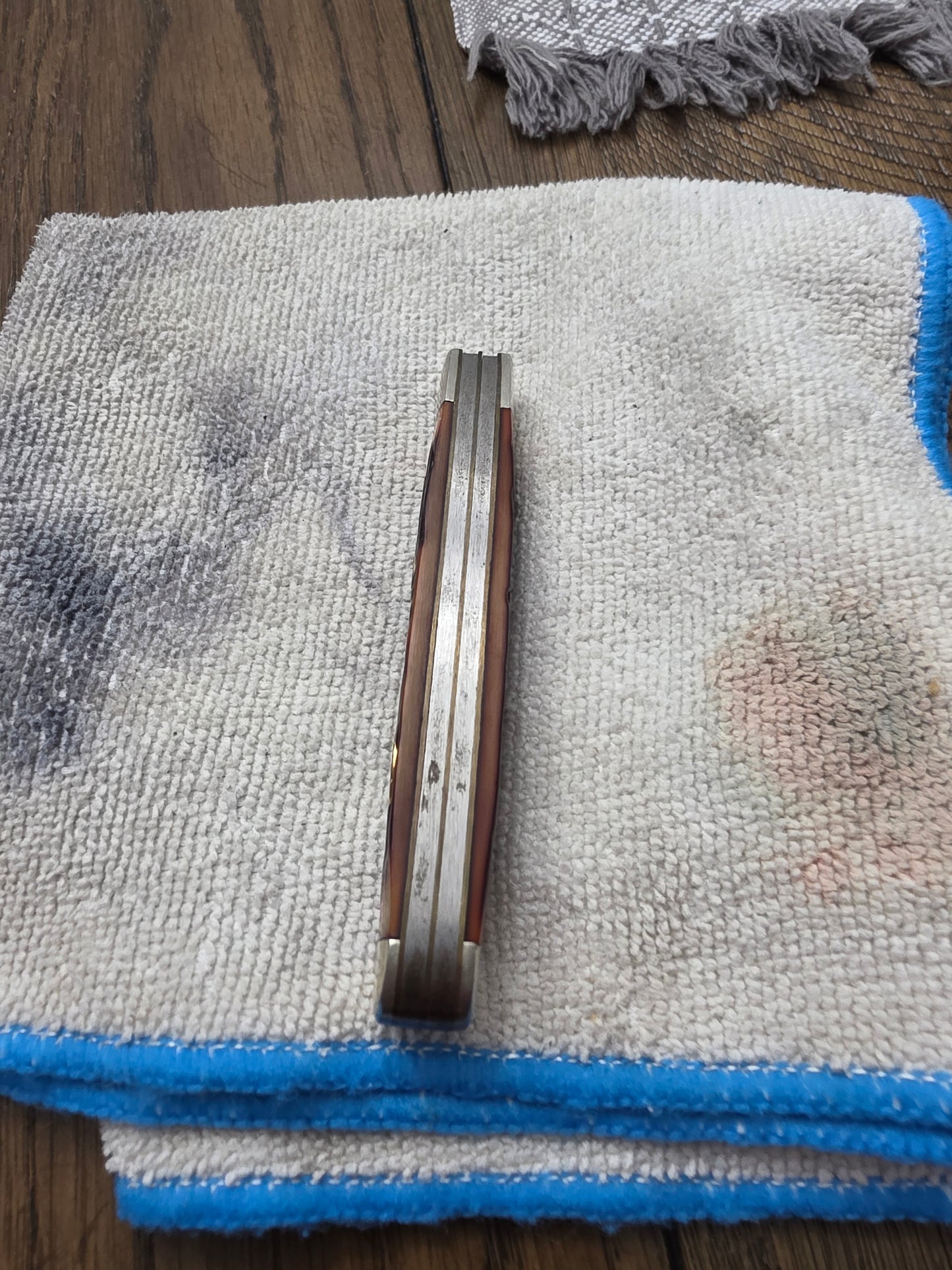 Camillus Trapper USA Made Trapper Stagalon Handles Unused Knife US Marines Shield