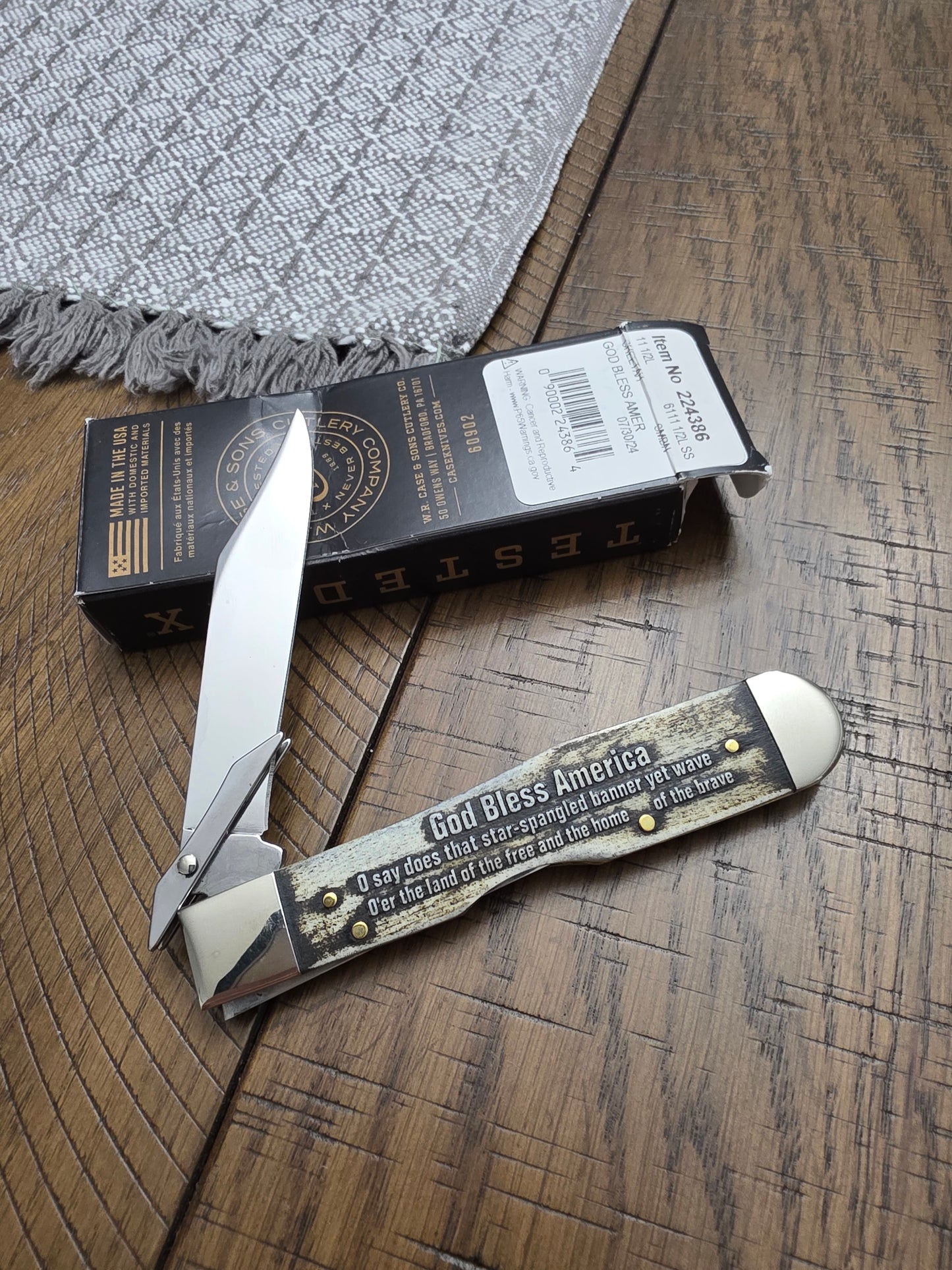 2024 Case XX Cheetah God Bless America Smooth Natural Bone Handles