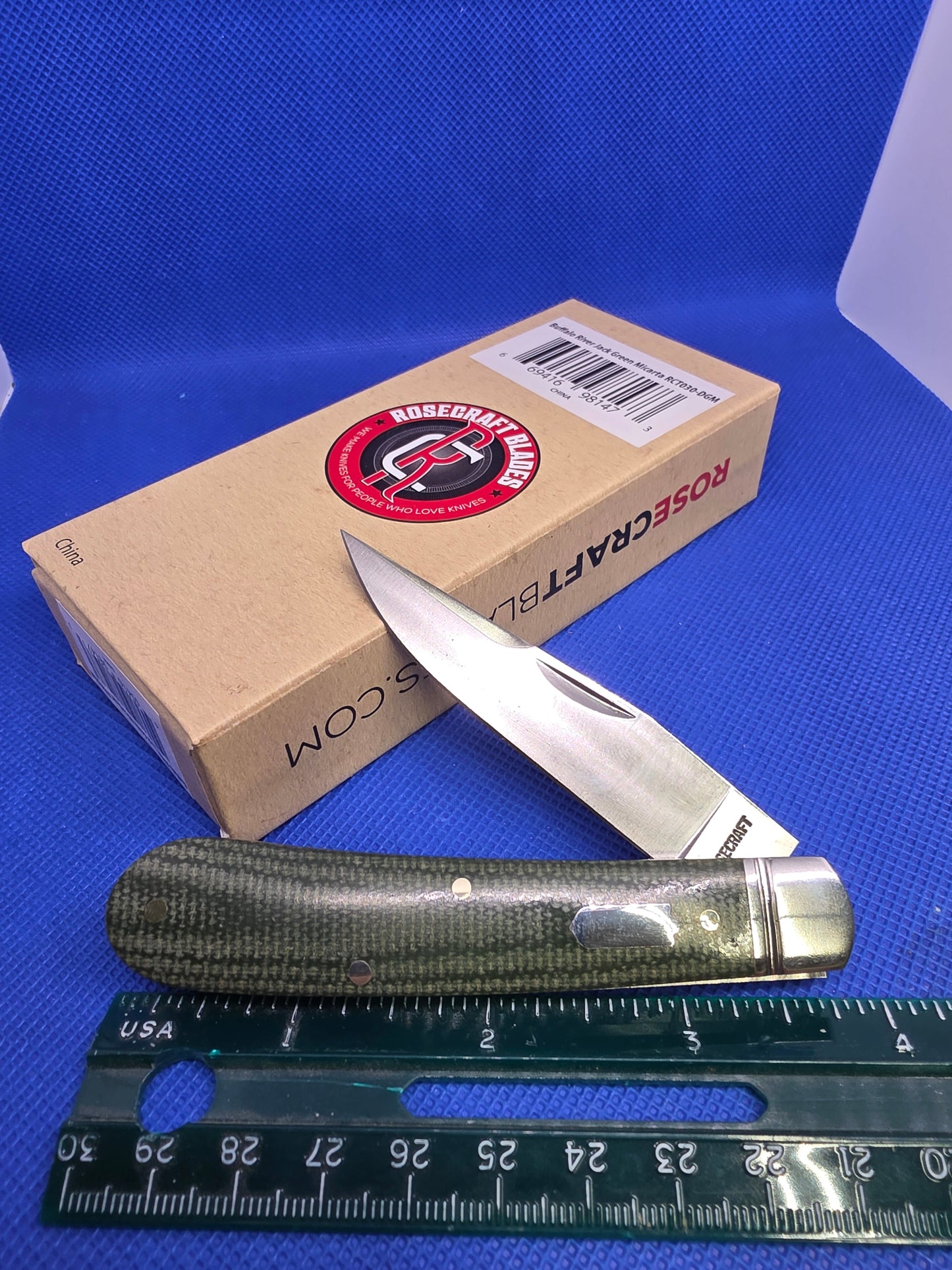 Rosecraft Buffalo River Jack Dark Green Micarta RCT030-DGM