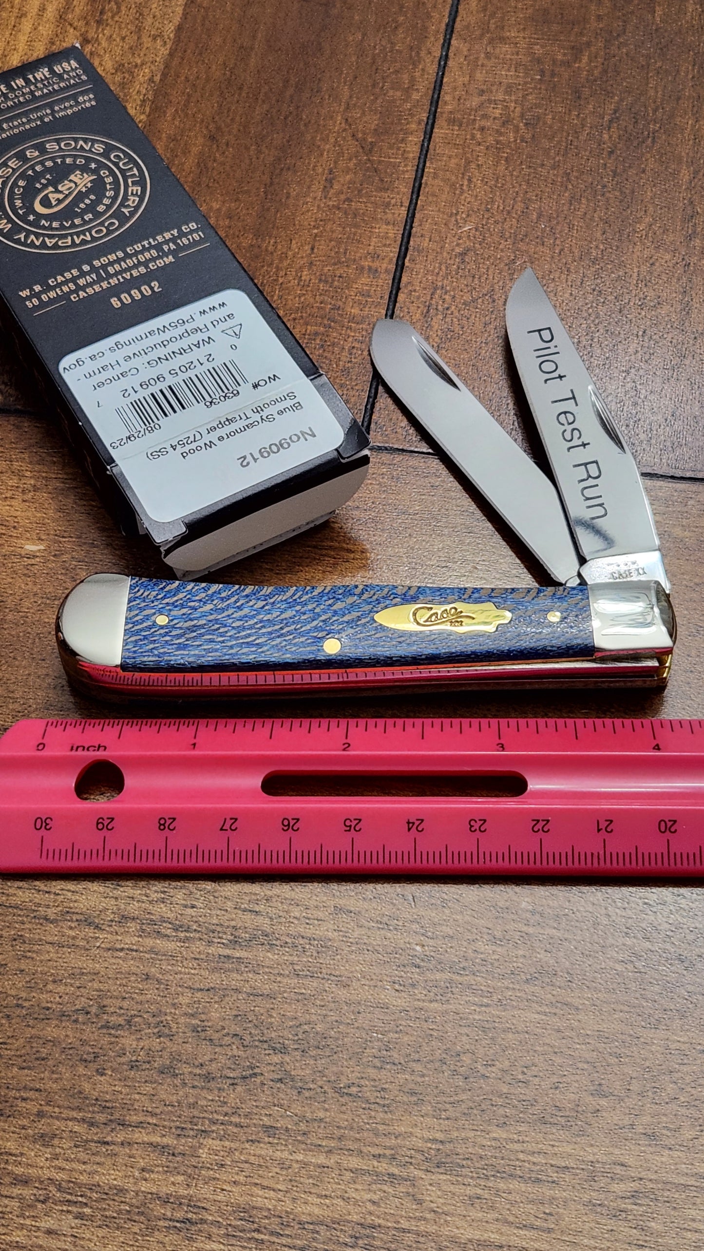 Case XX 7254 Blue Sycamore Wood Trapper 90912 Pilot Test Run