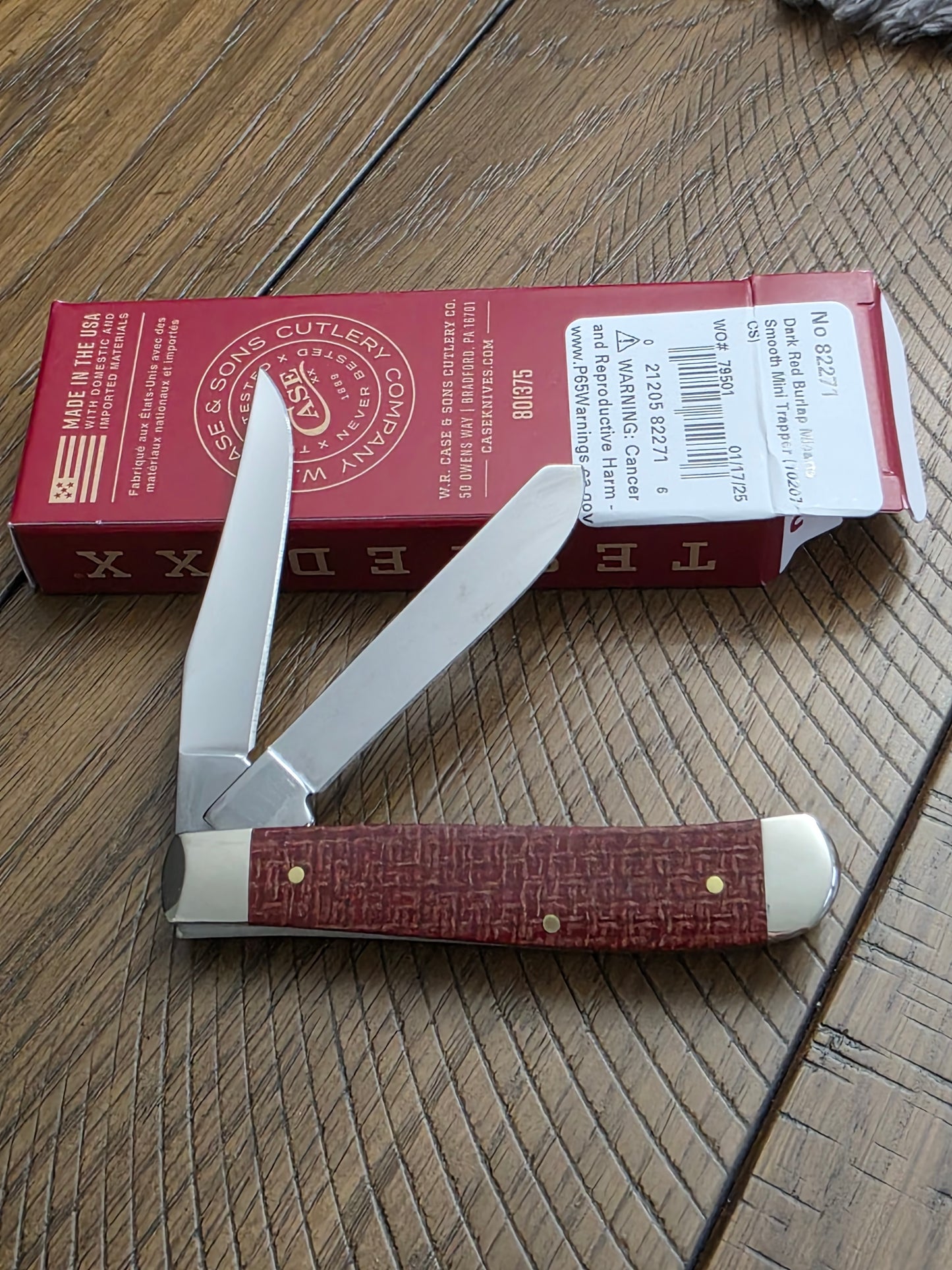 2025 Case XX Mini Trapper Dark Red Burlap Micarta First Production Run 1 of 250 82271
