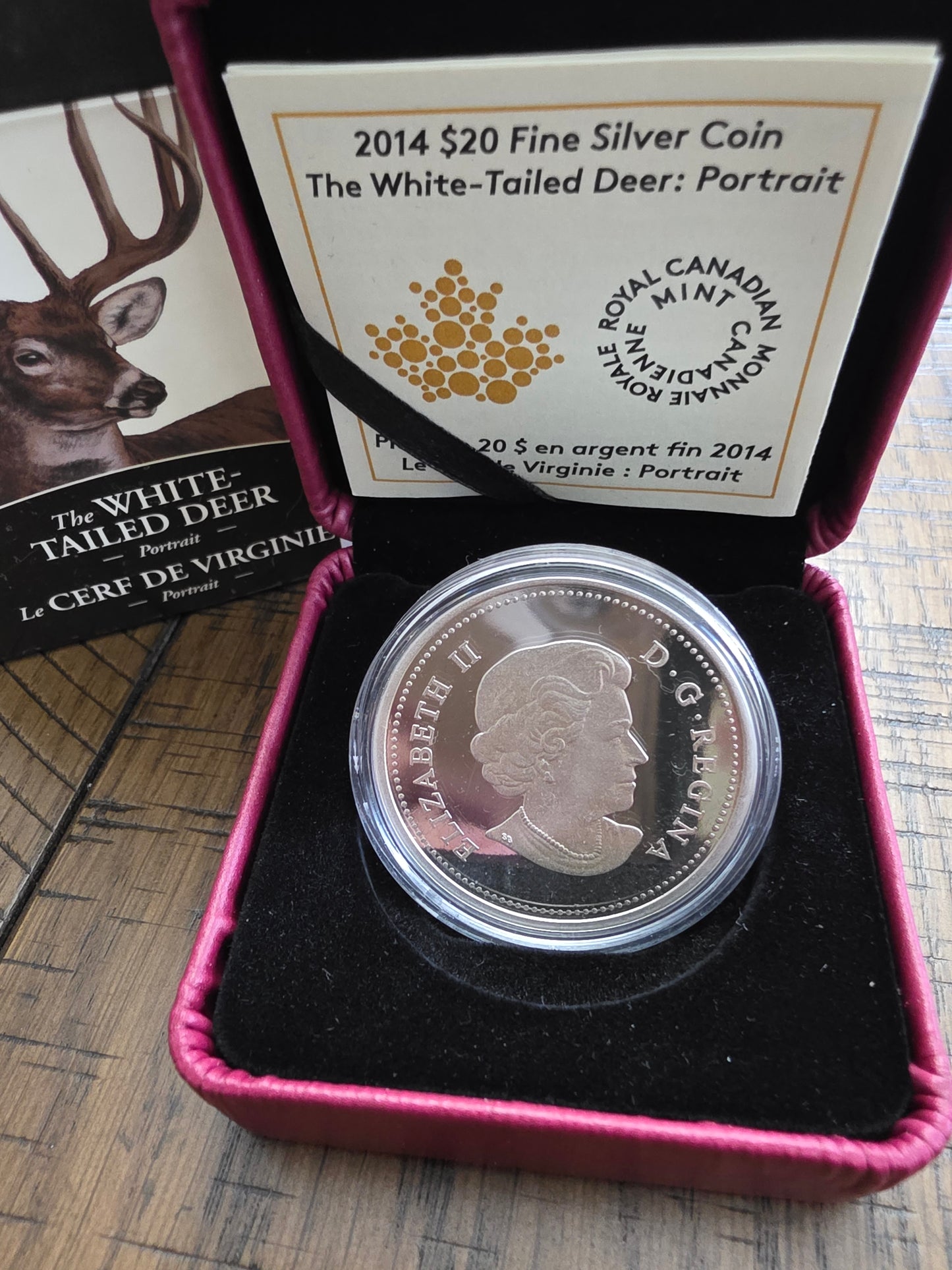 2014 $20 Canadian Fine Silver Coin - The White-tailed Deer - Portrait