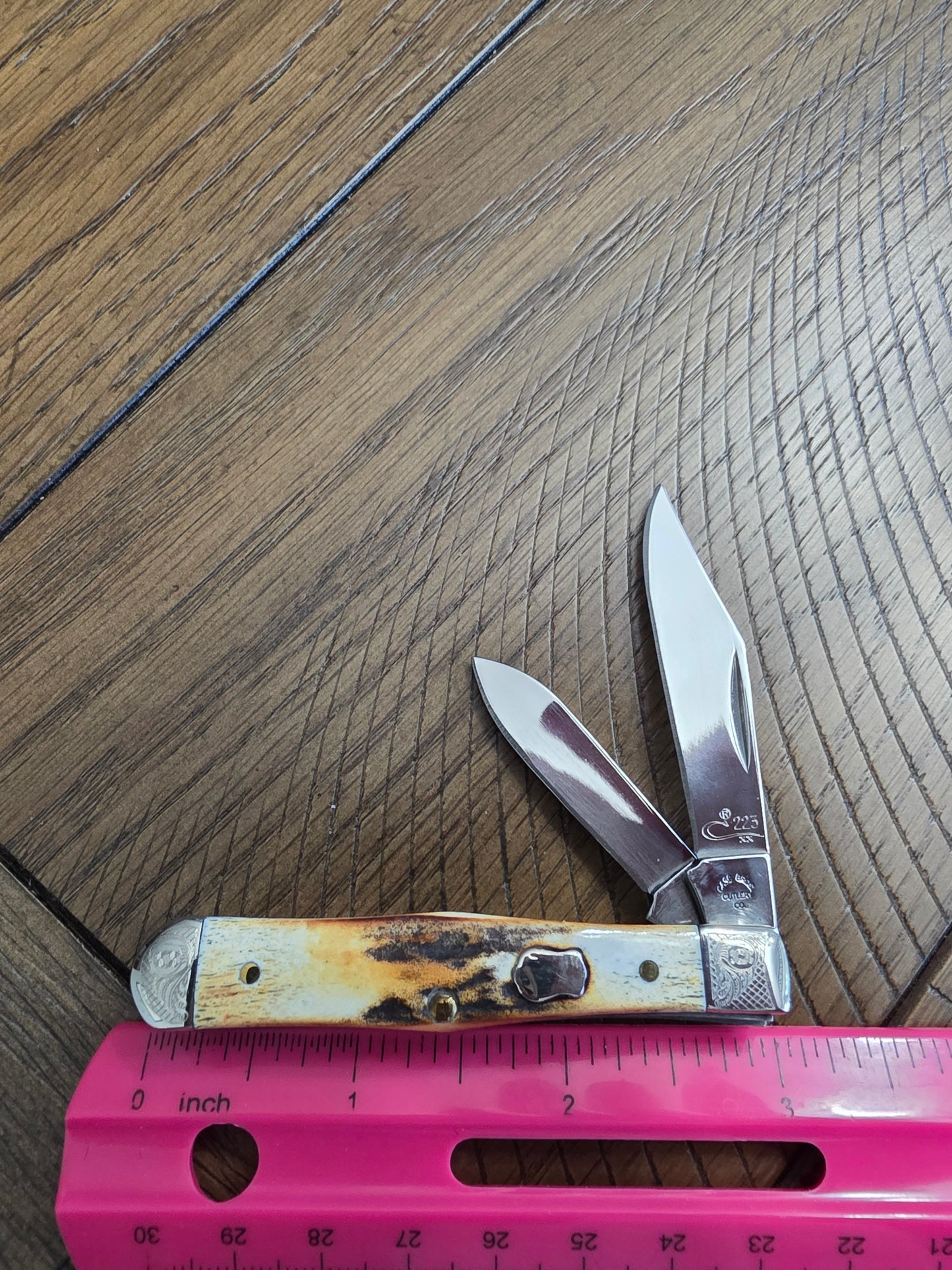 Case Bros. Cutlery Burnt Stag Swell Center Jack Scrolled #223 2 Blade