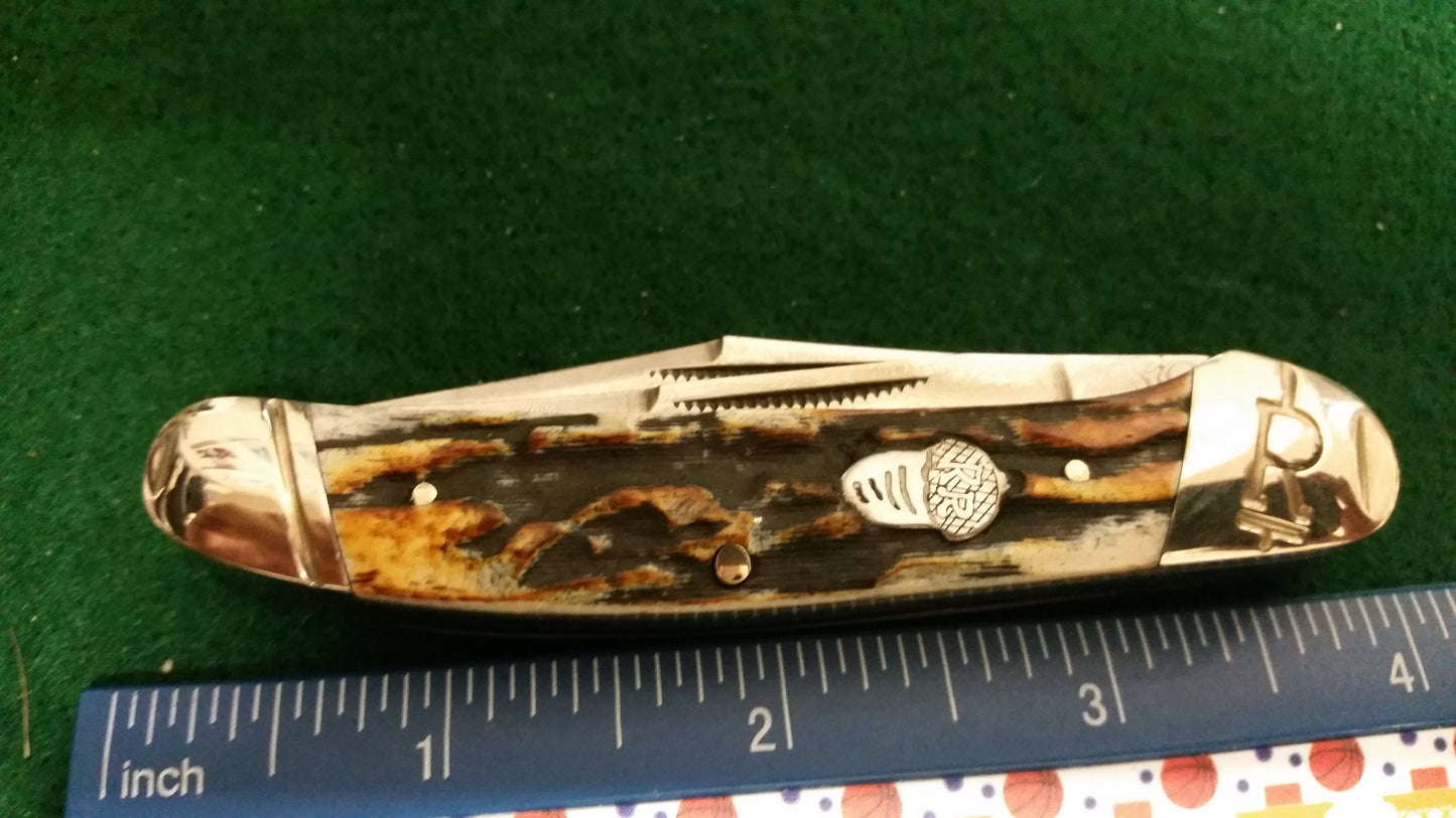 Rough Ryder RR2161 Couteau Copperhead, Damas, poignées de cerf en os de cannelle