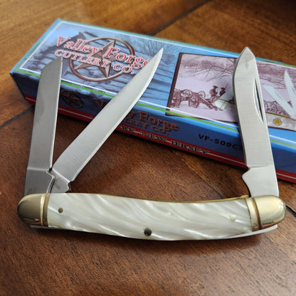 Valley Forge Cutlery Co. Couteau de poche Stockman moyen à manche en perle VF-09CI