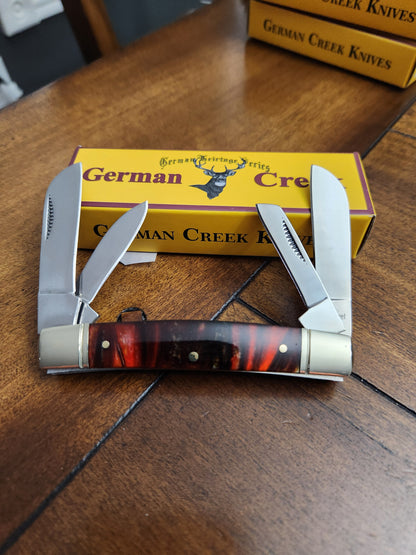 GERMAN CREEK 3 5/8" Couteau de poche du Congrès 4 lames, graines de citrouille flambant neuves