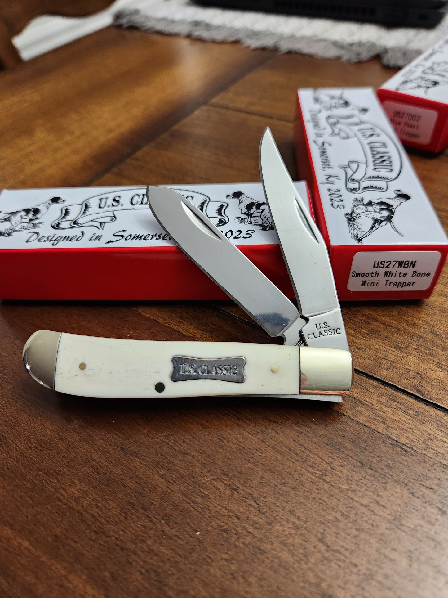 US Classic Mini Trapper Smooth White Bone Handles US27WBN