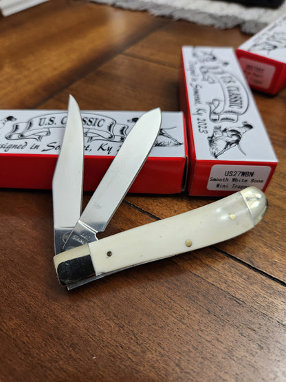 US Classic Mini Trapper Smooth White Bone Handles US27WBN