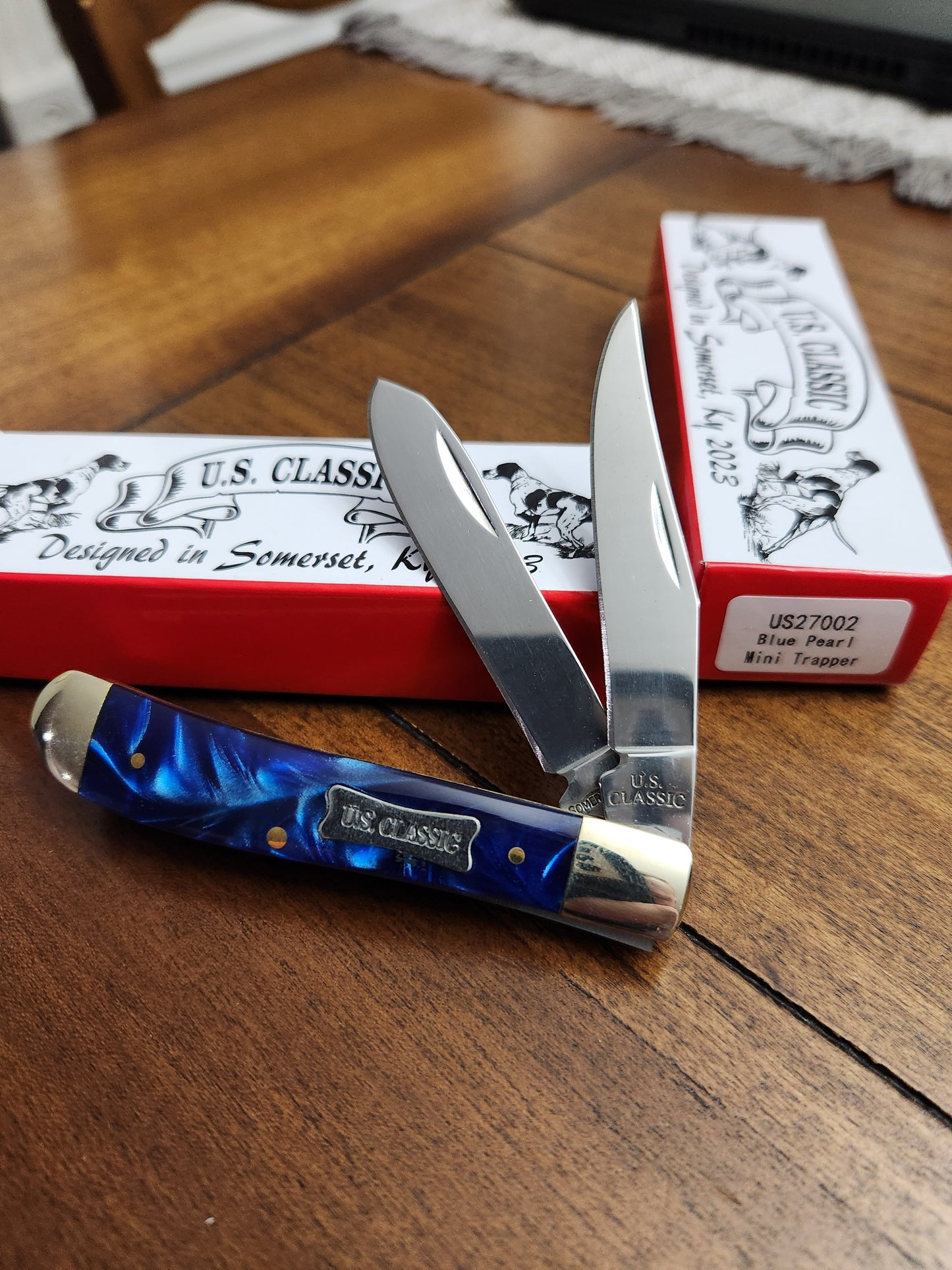 US Classic Mini Trapper Blue Pearl Handles US27002