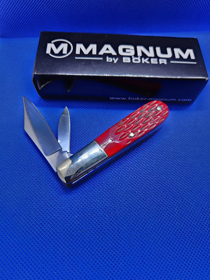 Boker Magnum Barlow Knife Red Bone Handle Rare Discontinued 01SC110