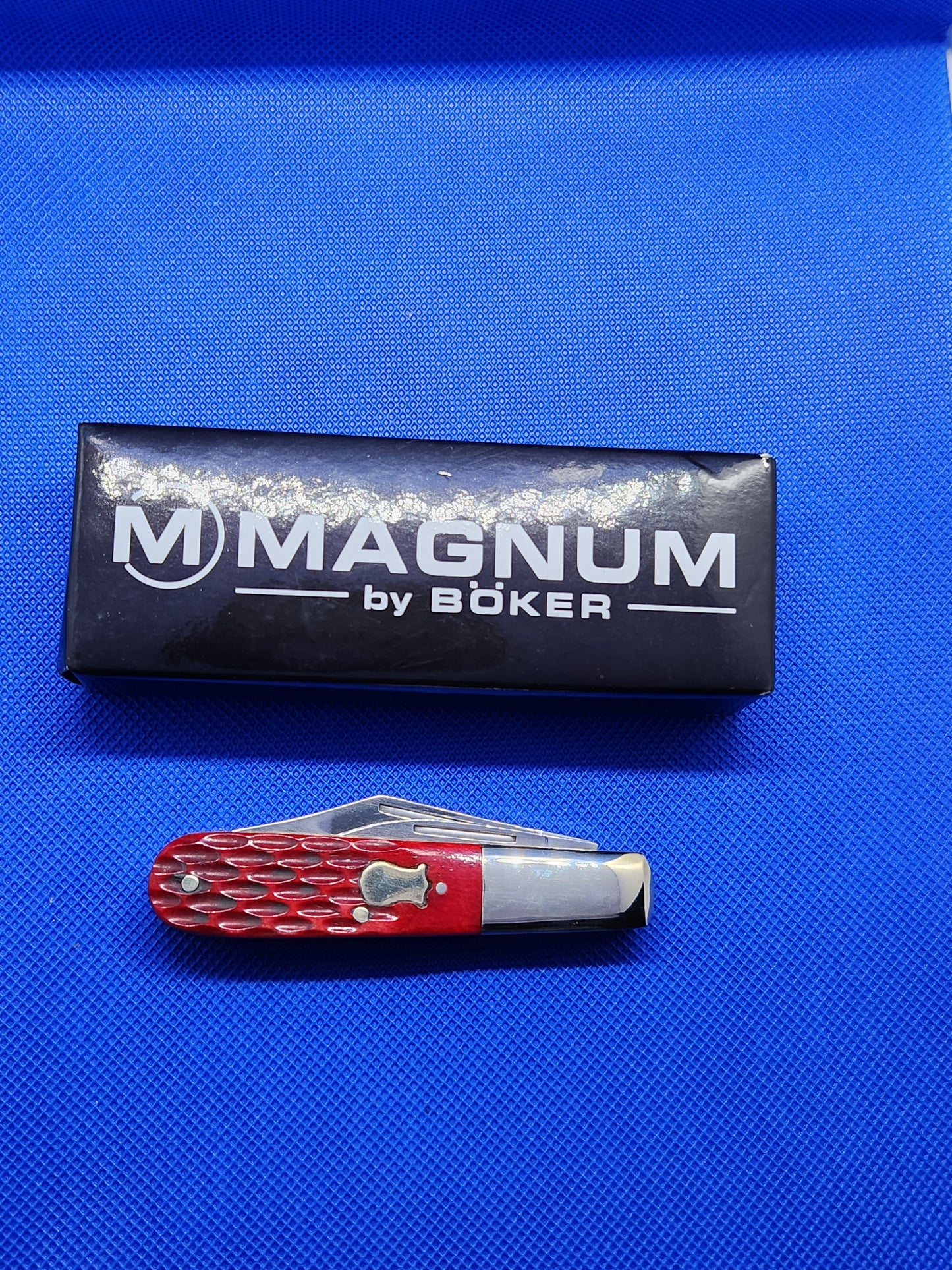 Boker Magnum Barlow Knife Red Bone Handle Rare Discontinued 01SC110