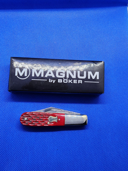 Boker Magnum Barlow Knife Red Bone Handle Rare Discontinued 01SC110