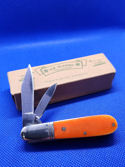 US Classic Small Barlow with Orange Smooth Bone Handles