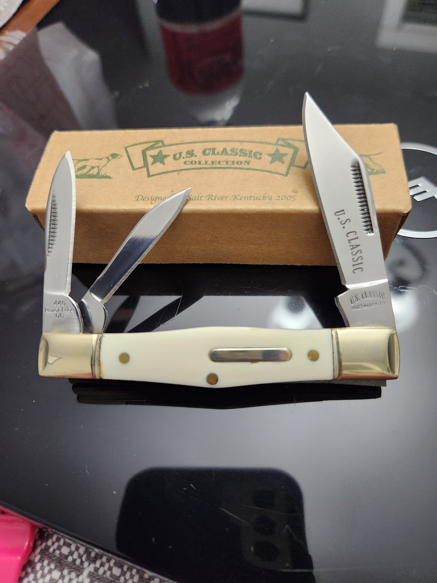 US Classic Whittler Smooth Natural Bone Pocket Knife