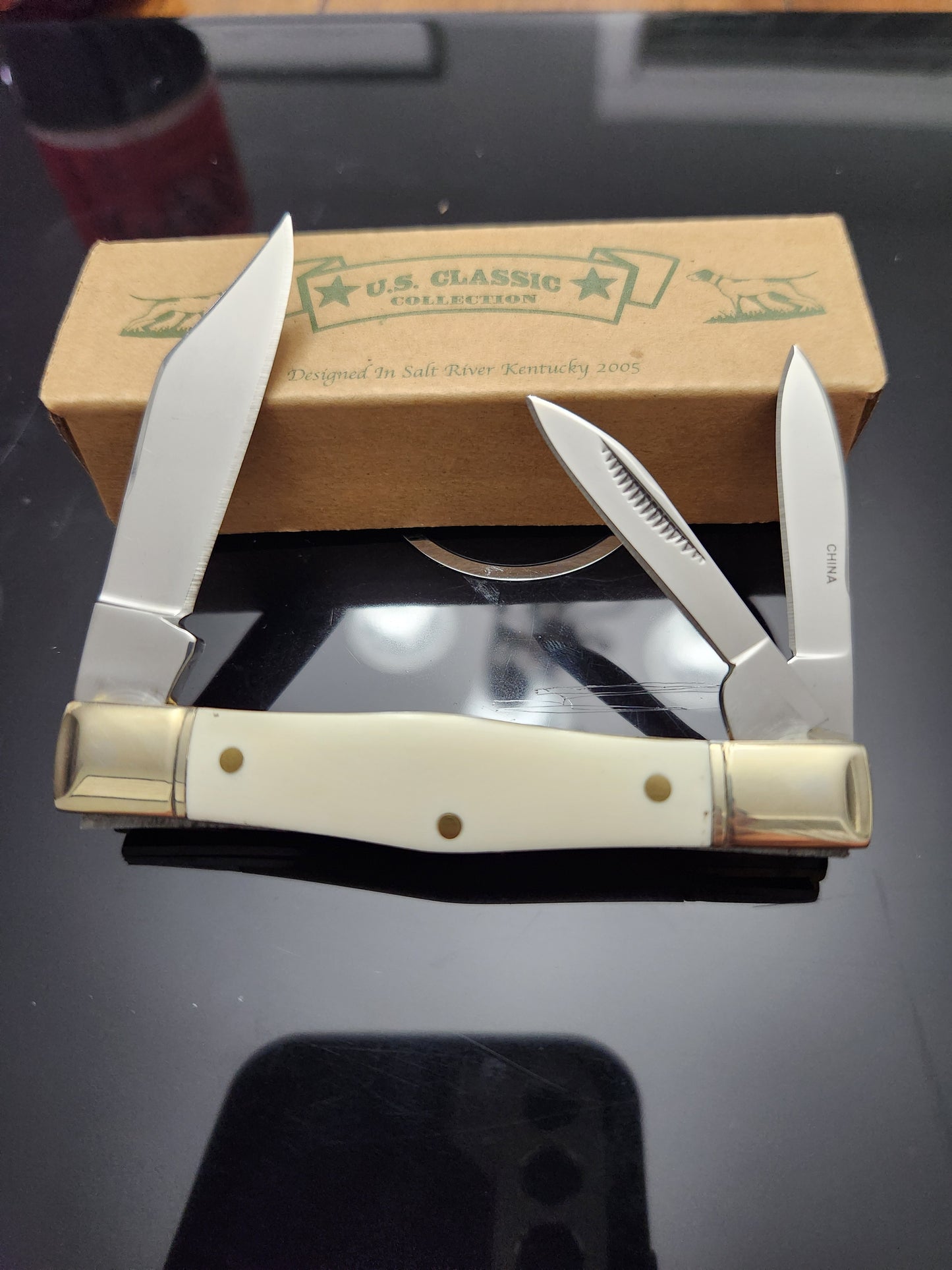 US Classic Whittler Smooth Natural Bone Pocket Knife