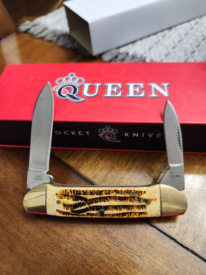 Queen Cutlery Winter Bottom Bone Canoe Pocket Knife QN64WB