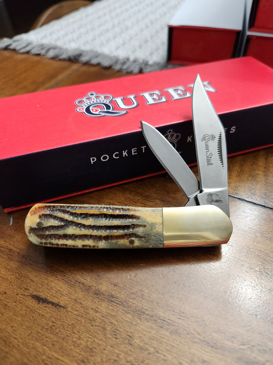 Queen Cutlery Winter Bottom Bone Barlow Pocket Knife QN22WB