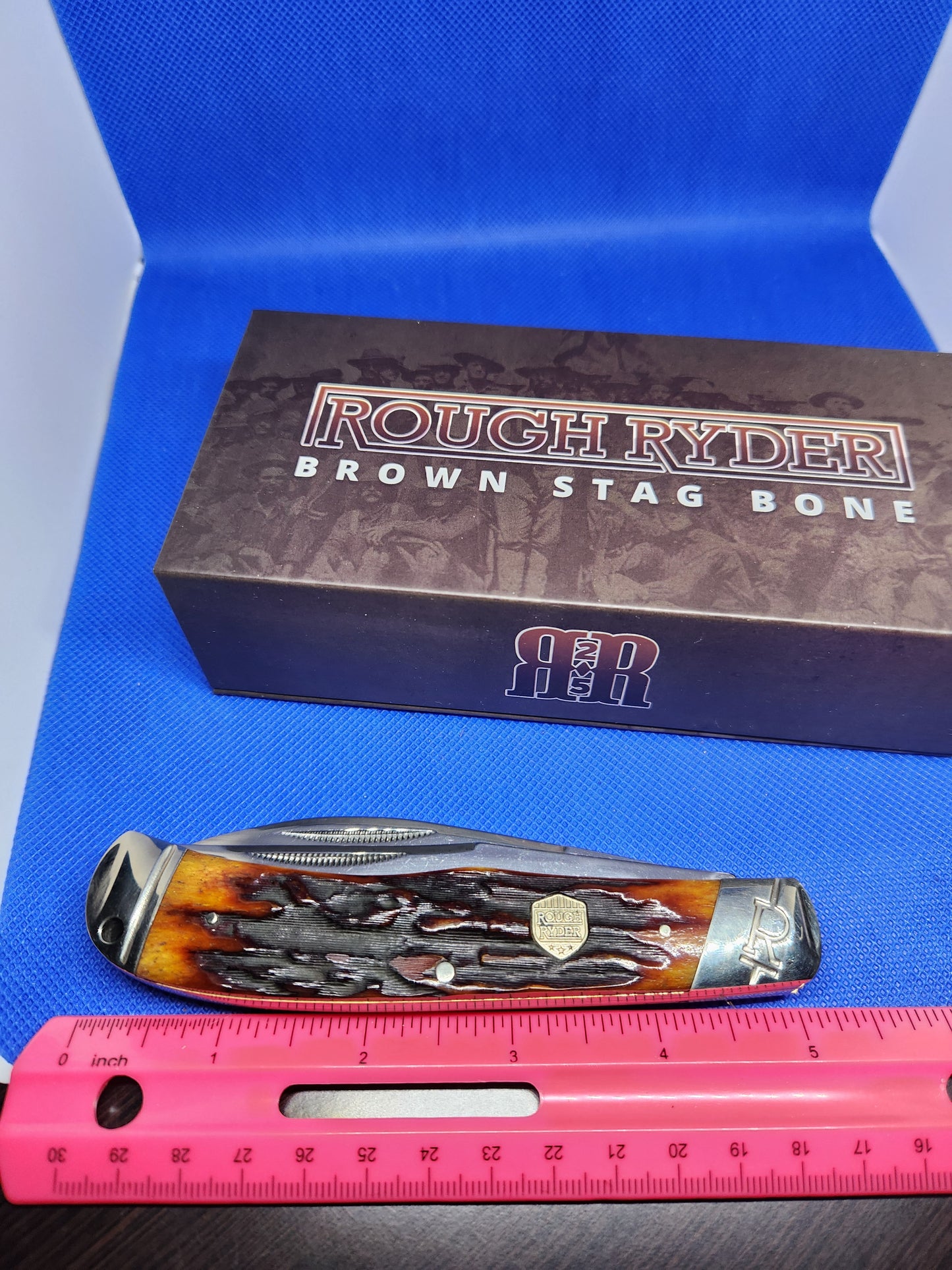 Rough Ryder Brown Bone Stag Folding Hunter RR1801