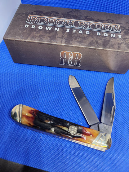 Rough Ryder Brown Bone Stag Trapper RR1789