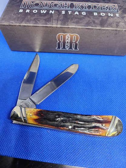 Rough Ryder Brown Bone Stag Trapper RR1789