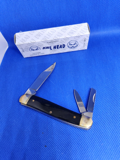 Owl Head 3.75" Whittler Black Synthetic Handles Friends of Coal OH7055BK-G