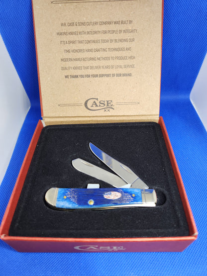 2024 Case XX Shot Show Mini Trapper 10777 Barn Board Jig Navy Blue Bone