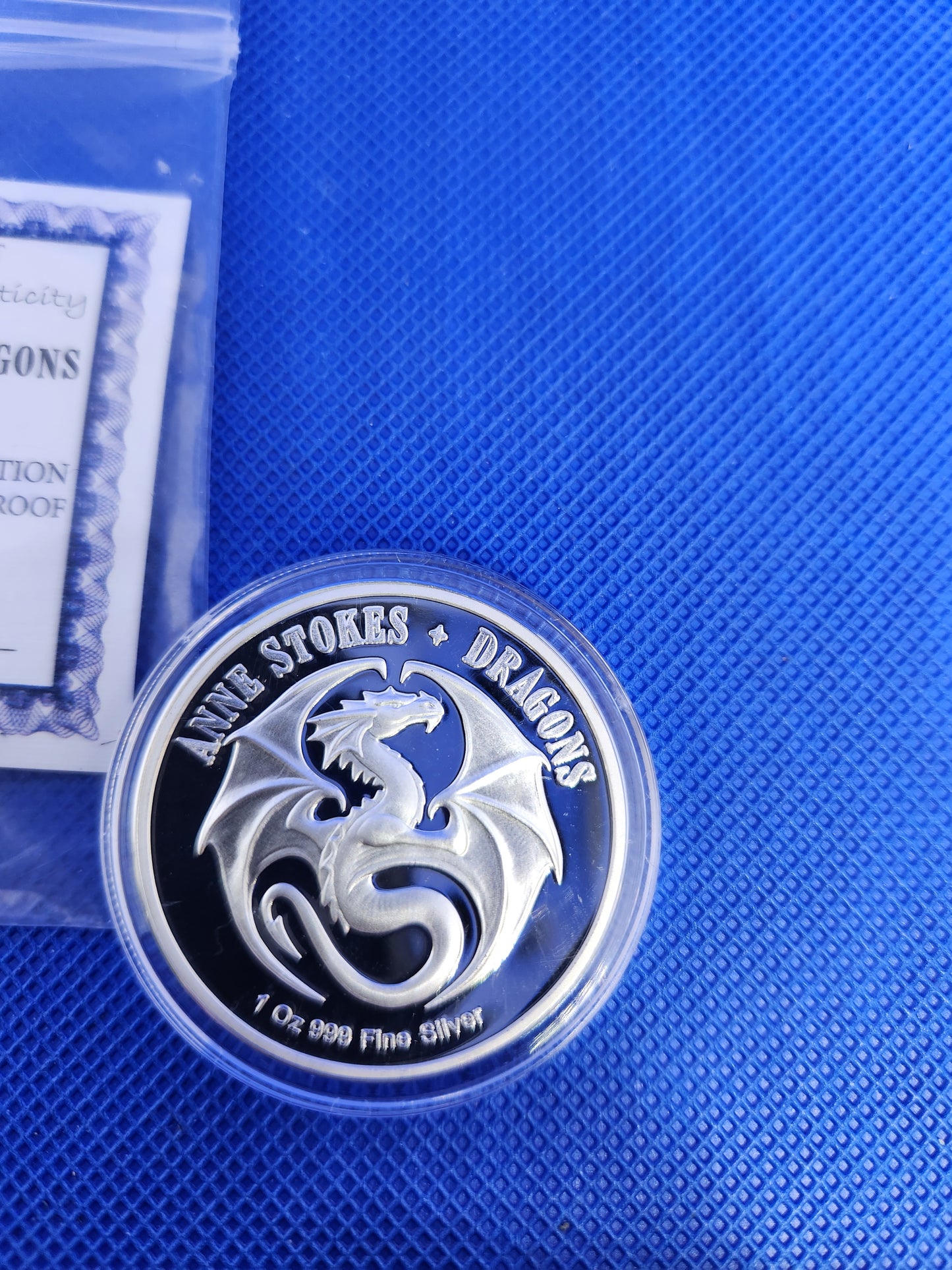 Anne Stokes Dragons - Friend or Foe - 1oz. .999 Fine Silver limited colorized edition