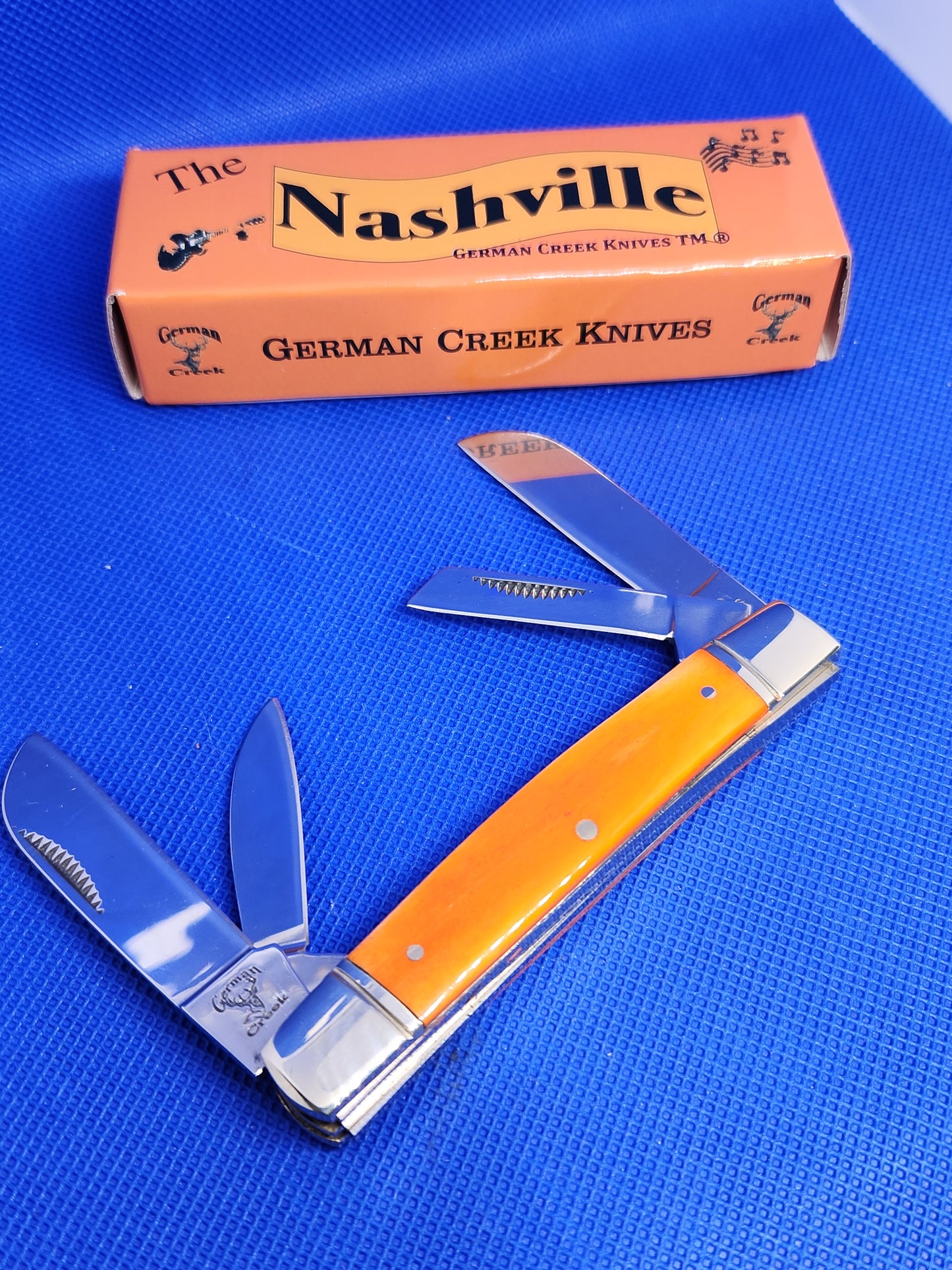 The Nashville - 4 Blade Congress - Tennessee Orange Bone Handle  - EM2567011ORBN