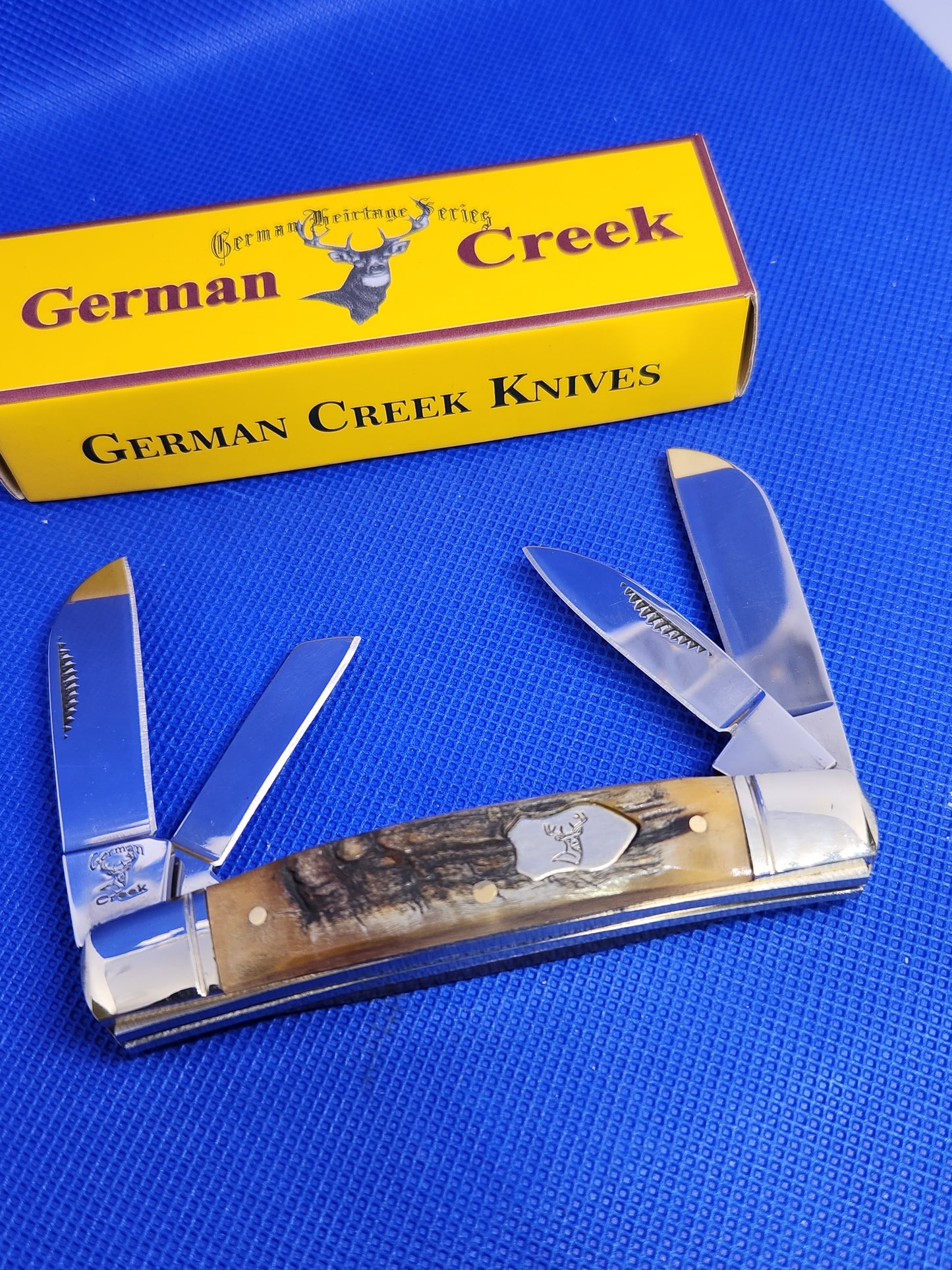 GERMAN CREEK 3 5/8" Congress Pocket Knife 4 Blades, Brand New RAM'S HORN - EM256764RAM