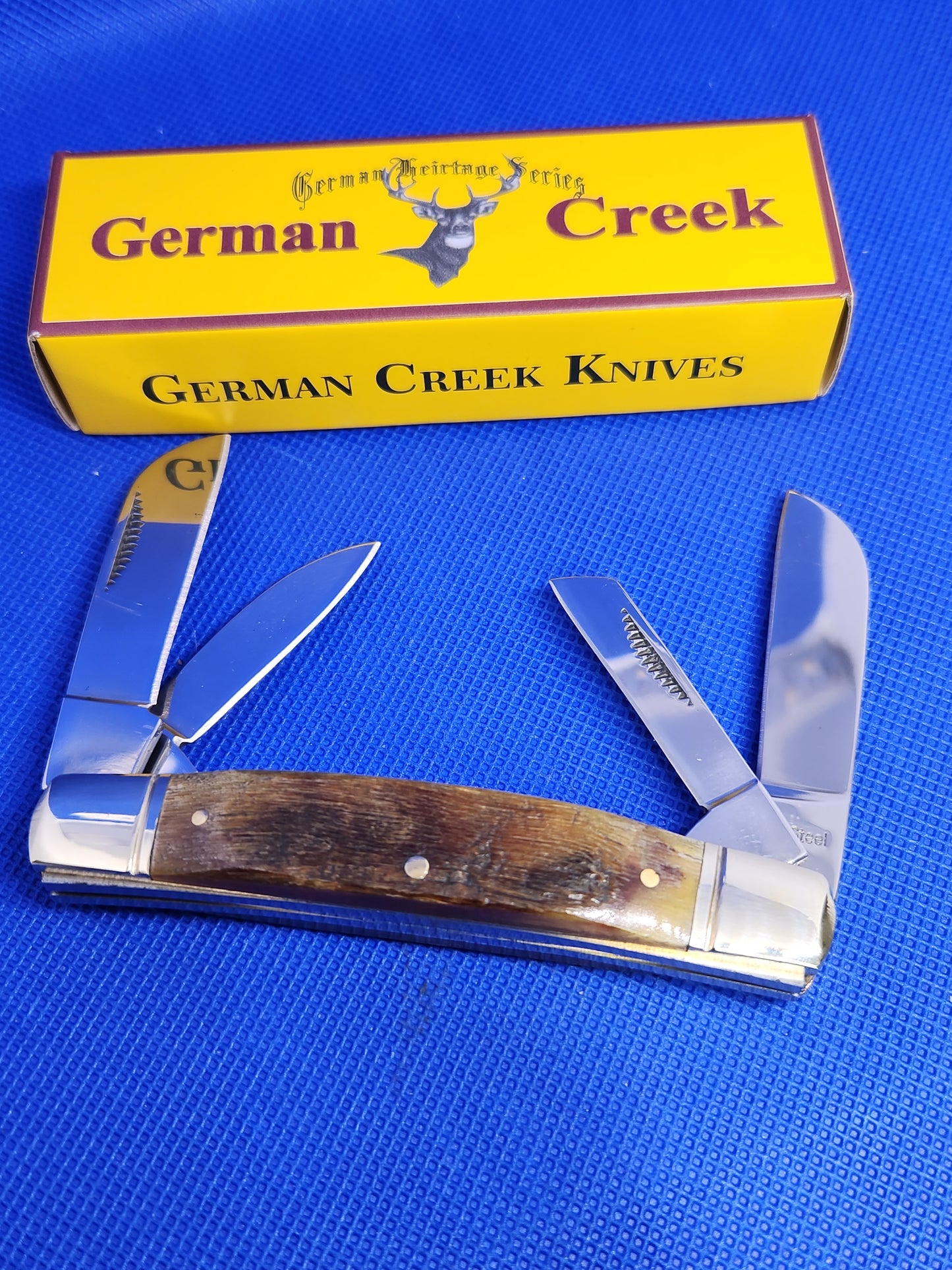 GERMAN CREEK 3 5/8" Congress Pocket Knife 4 Blades, Brand New RAM'S HORN - EM256764RAM