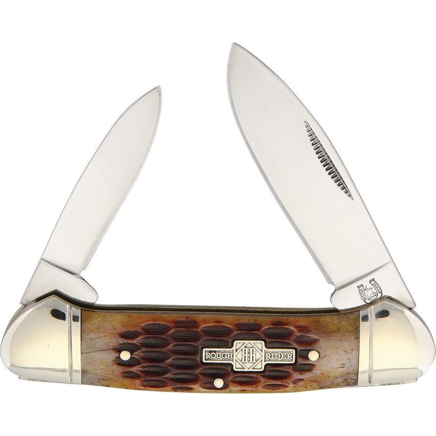 Rough Ryder RR048 Brown Jigged Bone Canoe