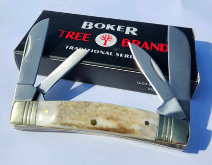 Boker Tree Brand Congress Genuine Stag Bone 1095 Carbon Steel Blades