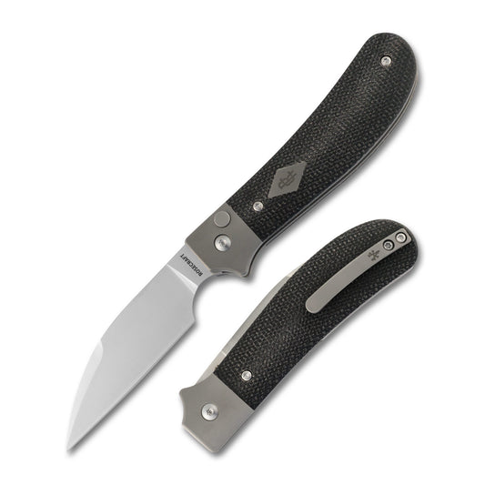 RoseCraft River Button Lock Black Micarta RCMT005-BK