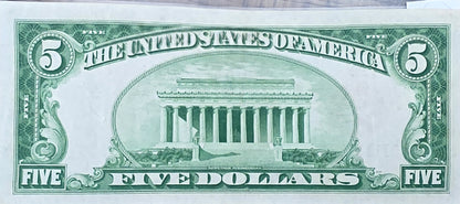 1928 B $5 Dollar Red Seal United States Note Uncirculated Condition