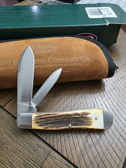 2003 Case XX Tony Bose Calab Dog Leg Jack Burnt Stag Handle Knife 01302 NIB