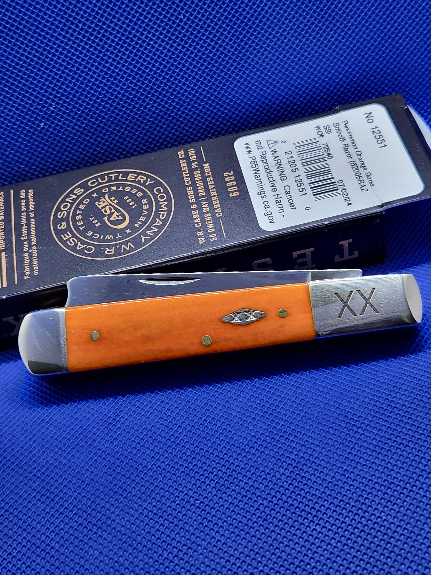 2024 Case XX Smooth Persimmon Orange Bone Razor  Pocket Knife 12551 SFO 62005RAZ