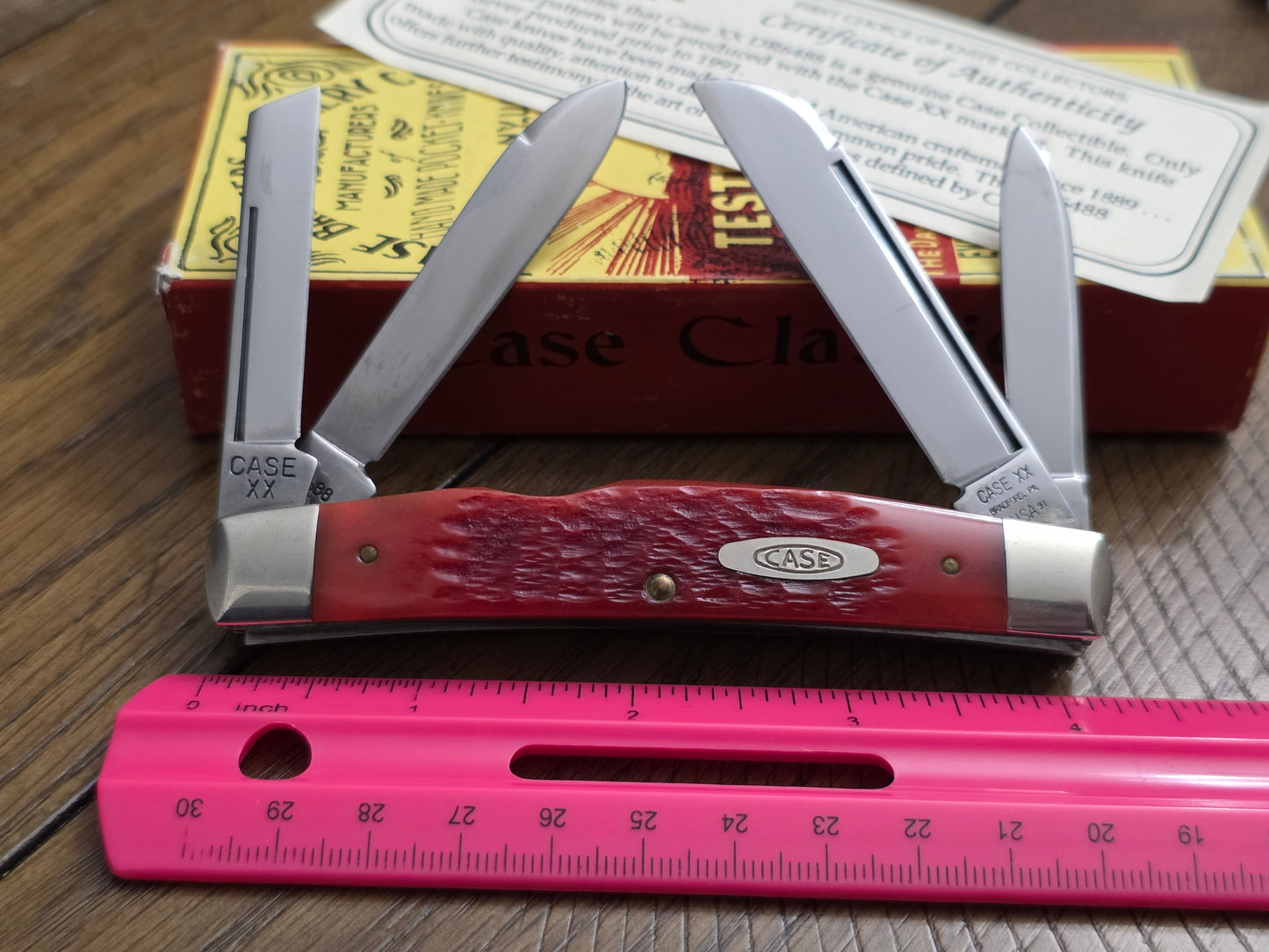 1991 Case XX DR6488 Classic Large  Congress Red Jig Bone Handles NIB