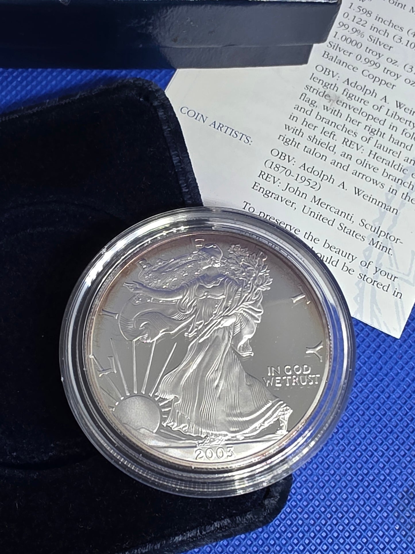 2003 SAE Proof Silver American Eagle $1 New in Box
