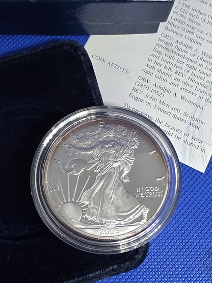 2003 SAE Proof Silver American Eagle $1 New in Box