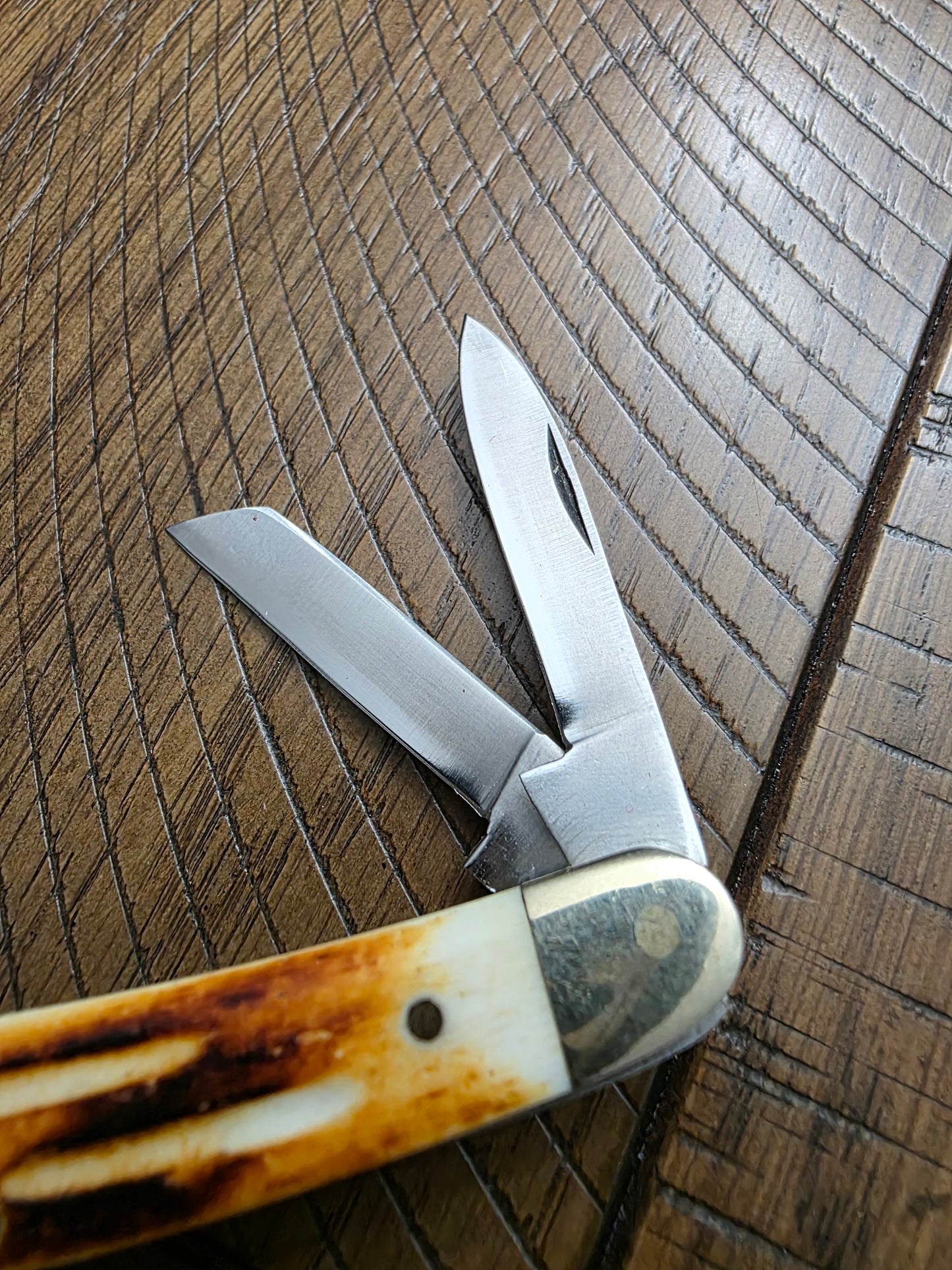 Frost Cutlery - Medium Whittler Burnt Bonestag Handles 3 Blade - Vintage