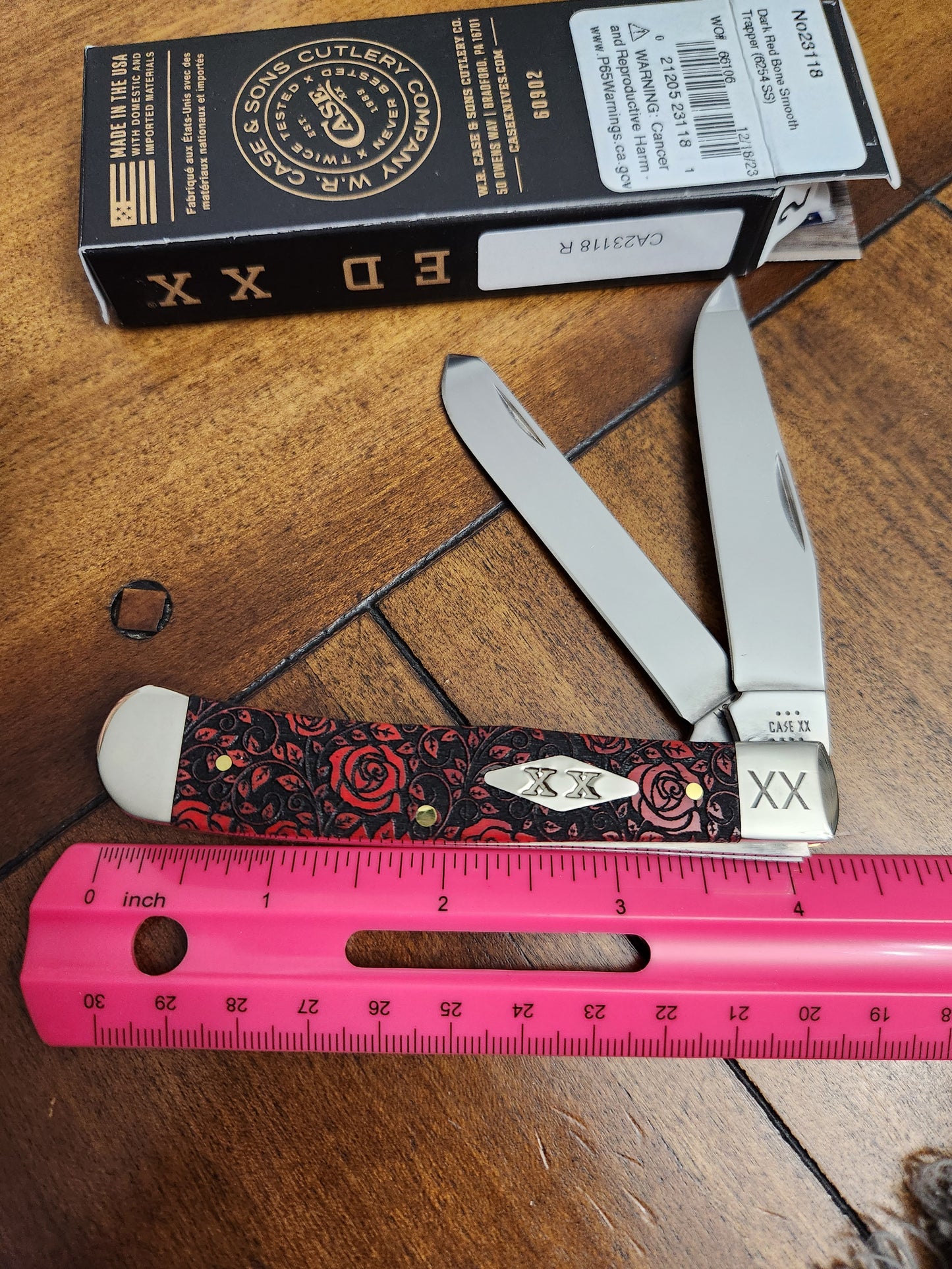 Case XX 6254 Rose Trapper with Red Bone Handles 1 of 500 CA23118 R